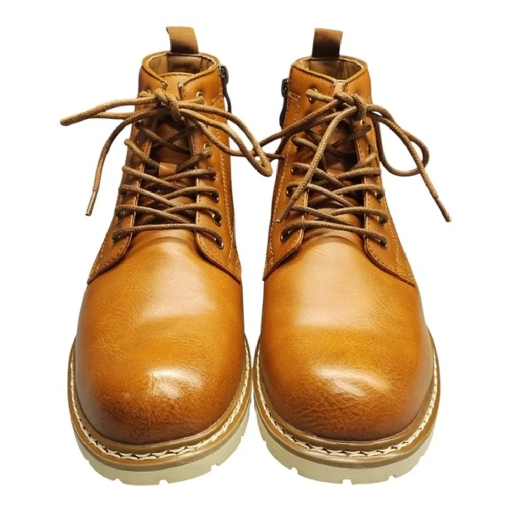 Steve Madden Broome Chukka Boots Mens US 8.5M Brown Synthetic Side Zip Lace Up